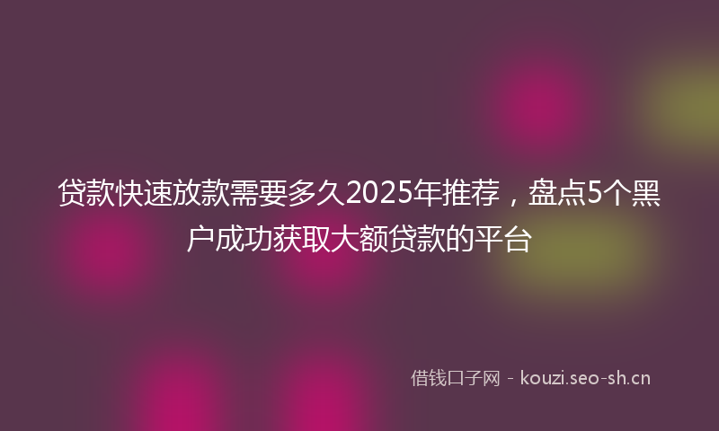 贷款快速放款需要多久2025年推荐，盘点5个黑户成功获取大额贷款的平台