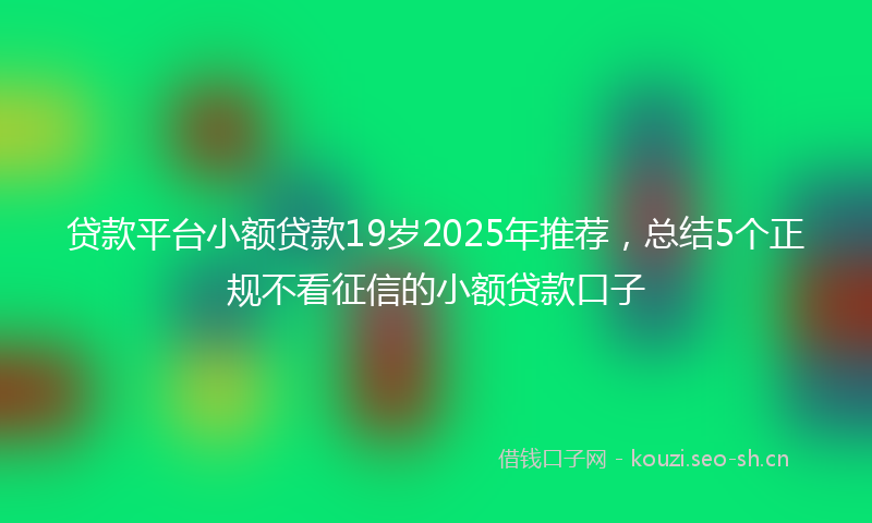 贷款平台小额贷款19岁2025年推荐，总结5个正规不看征信的小额贷款口子