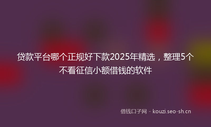 贷款平台哪个正规好下款2025年精选，整理5个不看征信小额借钱的软件