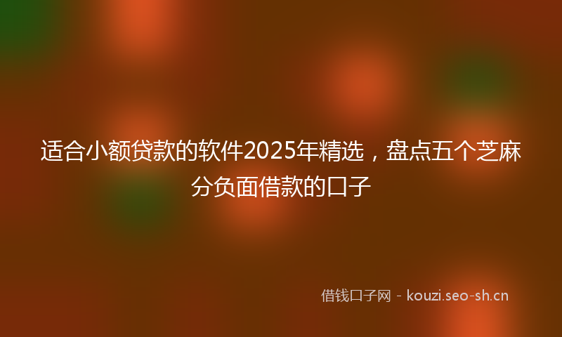 适合小额贷款的软件2025年精选,盘点五个芝麻分负面借款的口子
