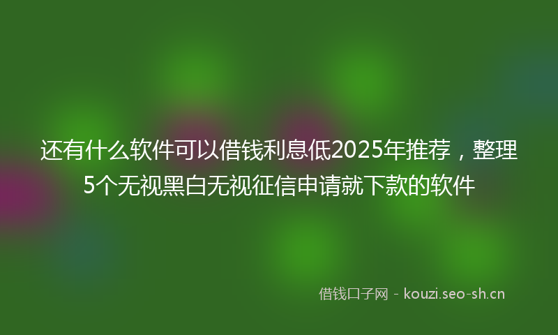 还有什么软件可以借钱利息低2025年推荐,整理5个无视黑白无视征信申请就下款的软件