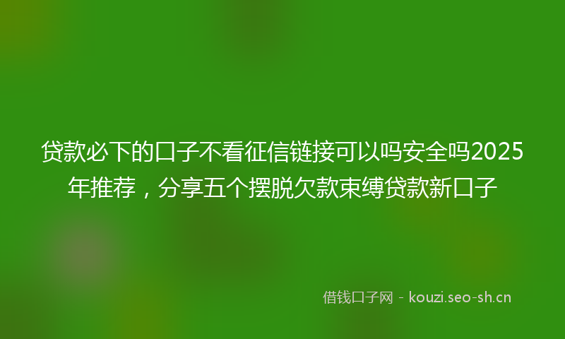 贷款必下的口子不看征信链接可以吗安全吗2025年推荐，分享五个摆脱欠款束缚贷款新口子
