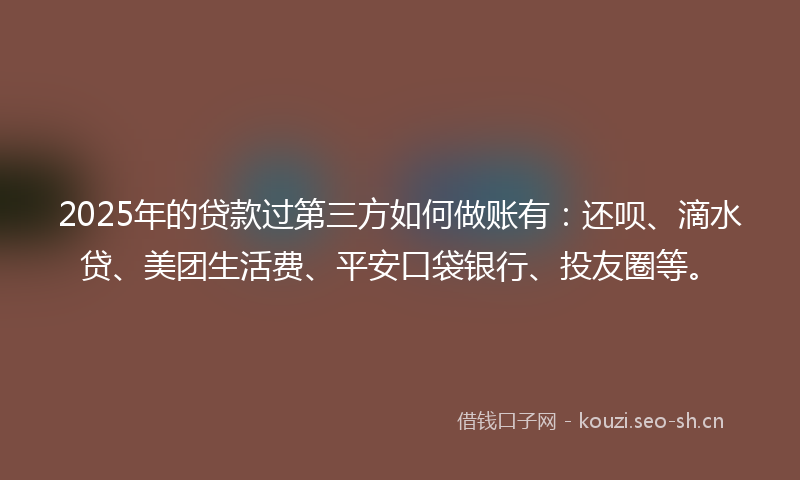 2025年的贷款过第三方如何做账有:还呗、滴水贷、美团生活费、平安口袋银行、投友圈等。