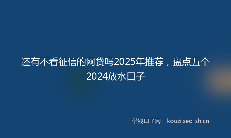 还有不看征信的网贷吗2025年推荐，盘点五个2024放水口子