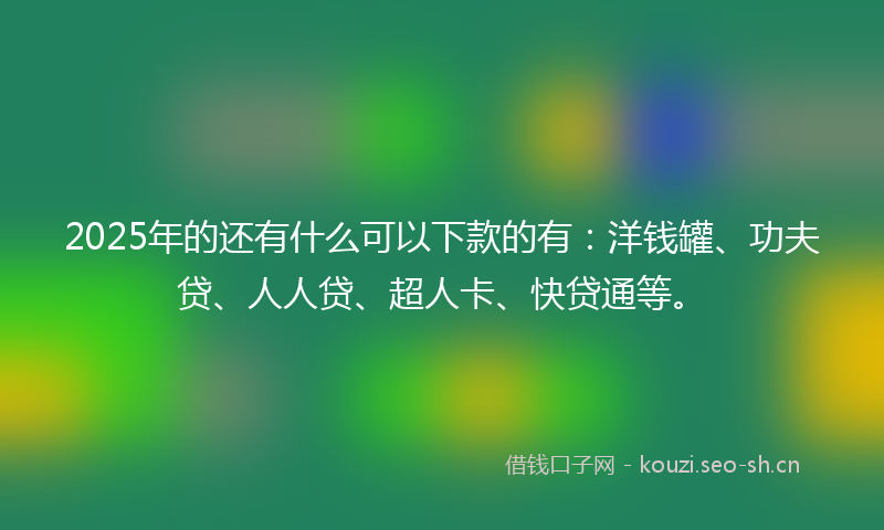 2025年的还有什么可以下款的有：洋钱罐、功夫贷、人人贷、超人卡、快贷通等。