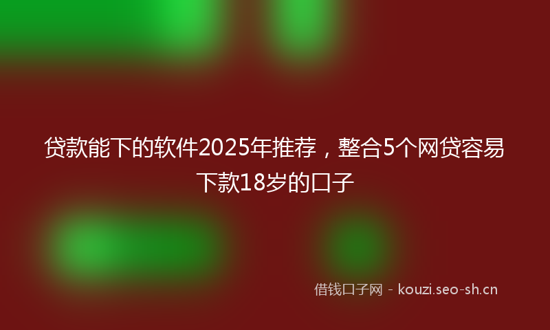 贷款能下的软件2025年推荐，整合5个网贷容易下款18岁的口子