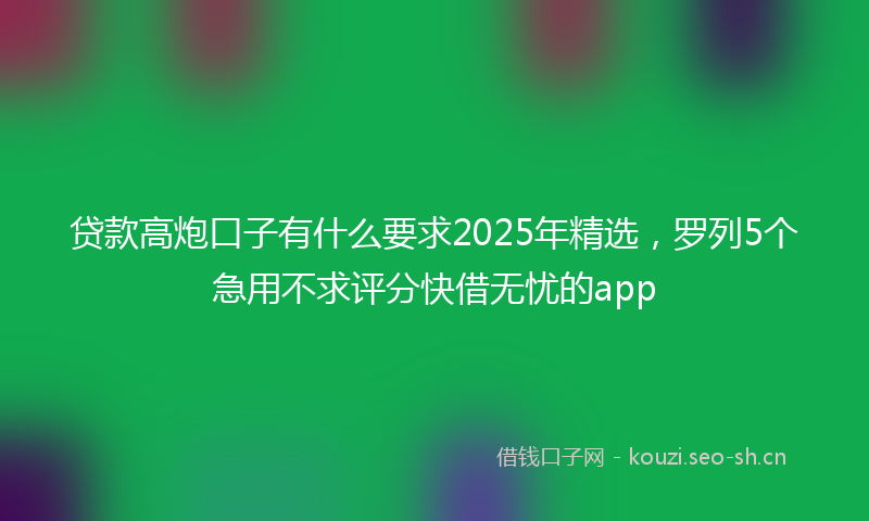 贷款高炮口子有什么要求2025年精选,罗列5个急用不求评分快借无忧的app