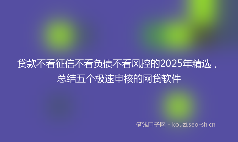 贷款不看征信不看负债不看风控的2025年精选，总结五个极速审核的网贷软件