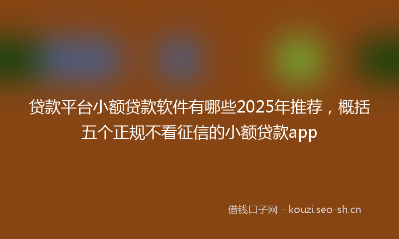 贷款平台小额贷款软件有哪些2025年推荐，概括五个正规不看征信的小额贷款app