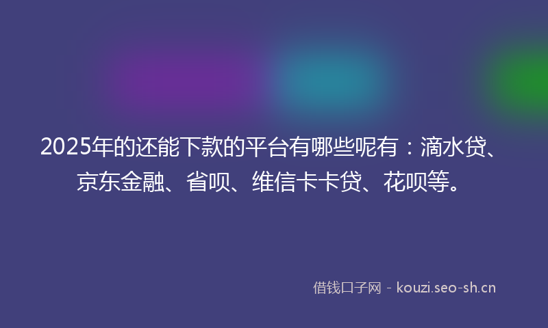 2025年的还能下款的平台有哪些呢有：滴水贷、京东金融、省呗、维信卡卡贷、花呗等。
