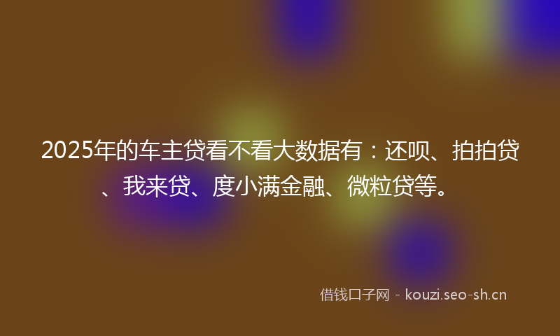 2025年的车主贷看不看大数据有:还呗、拍拍贷、我来贷、度小满金融、微粒贷等。
