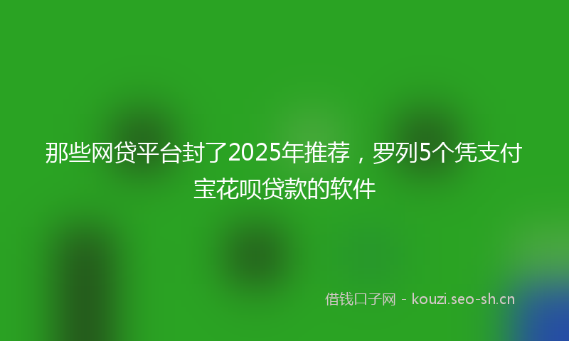 那些网贷平台封了2025年推荐,罗列5个凭支付宝花呗贷款的软件
