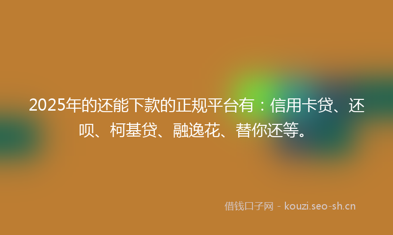 2025年的还能下款的正规平台有：信用卡贷、还呗、柯基贷、融逸花、替你还等。