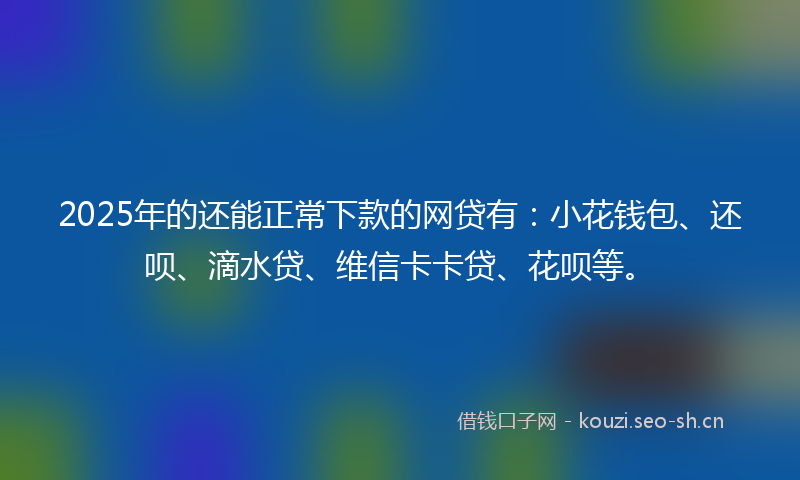 2025年的还能正常下款的网贷有：小花钱包、还呗、滴水贷、维信卡卡贷、花呗等。