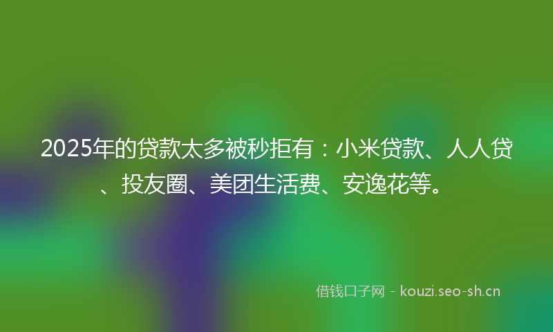 2025年的贷款太多被秒拒有：小米贷款、人人贷、投友圈、美团生活费、安逸花等。