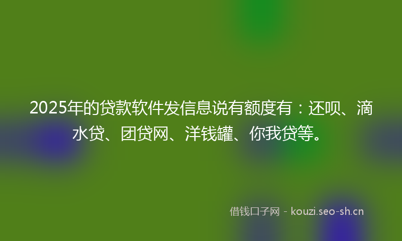 2025年的贷款软件发信息说有额度有：还呗、滴水贷、团贷网、洋钱罐、你我贷等。