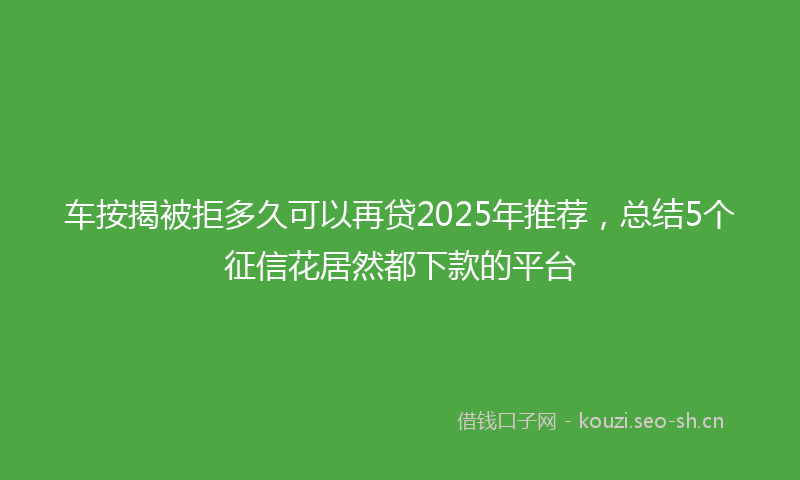 车按揭被拒多久可以再贷2025年推荐，总结5个征信花居然都下款的平台
