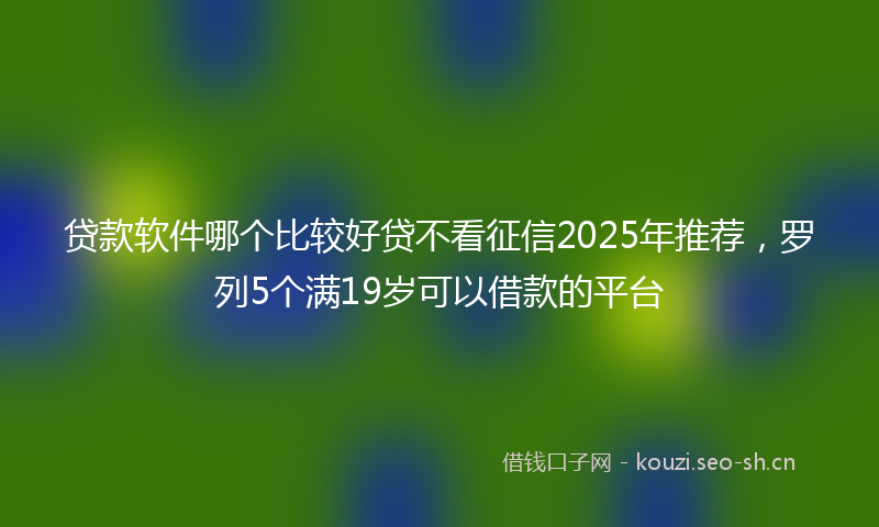 贷款软件哪个比较好贷不看征信2025年推荐，罗列5个满19岁可以借款的平台