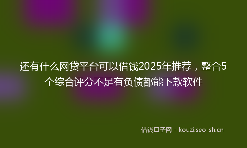 还有什么网贷平台可以借钱2025年推荐，整合5个综合评分不足有负债都能下款软件