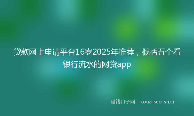 贷款网上申请平台16岁2025年推荐，概括五个看银行流水的网贷app