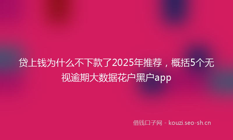 贷上钱为什么不下款了2025年推荐，概括5个无视逾期大数据花户黑户app