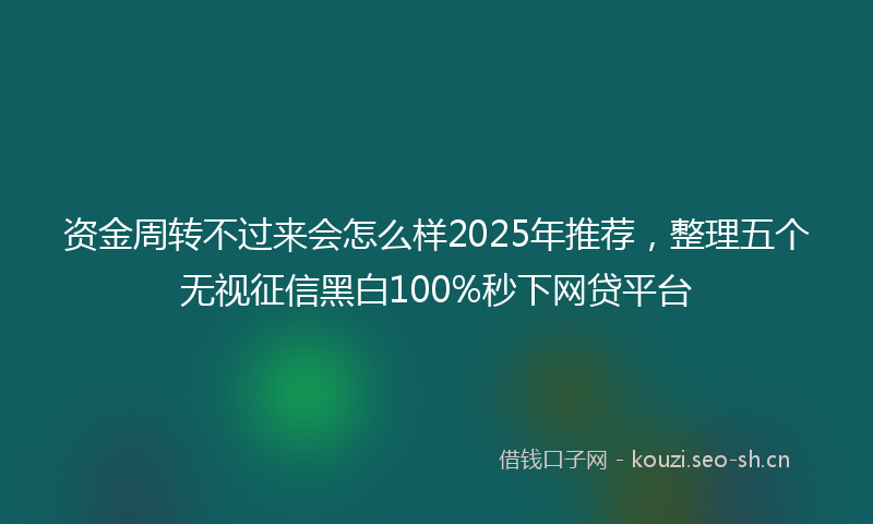 资金周转不过来会怎么样2025年推荐，整理五个无视征信黑白100%秒下网贷平台