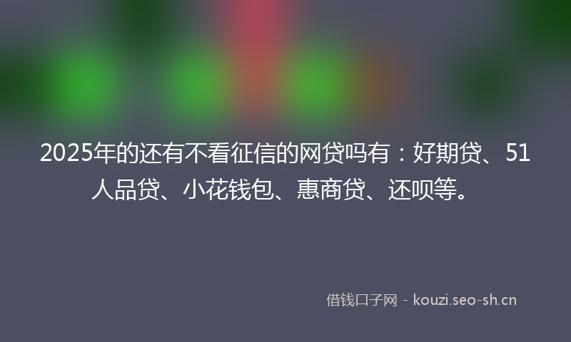 2025年的还有不看征信的网贷吗有：好期贷、51人品贷、小花钱包、惠商贷、还呗等。