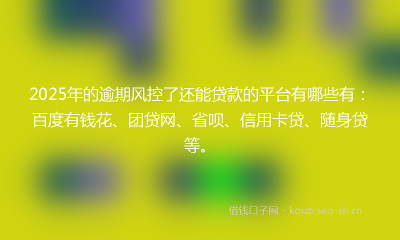 2025年的逾期风控了还能贷款的平台有哪些有：百度有钱花、团贷网、省呗、信用卡贷、随身贷等。