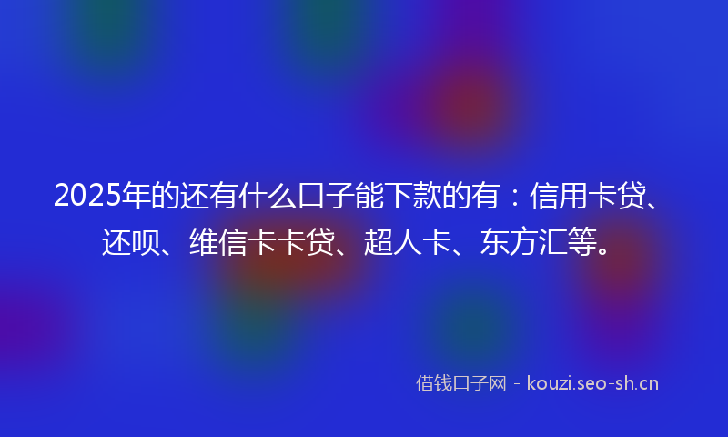 2025年的还有什么口子能下款的有：信用卡贷、还呗、维信卡卡贷、超人卡、东方汇等。