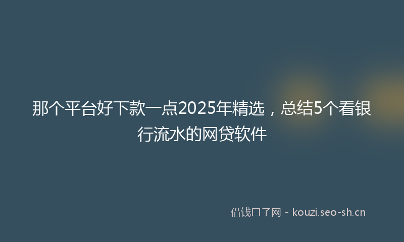 那个平台好下款一点2025年精选,总结5个看银行流水的网贷软件