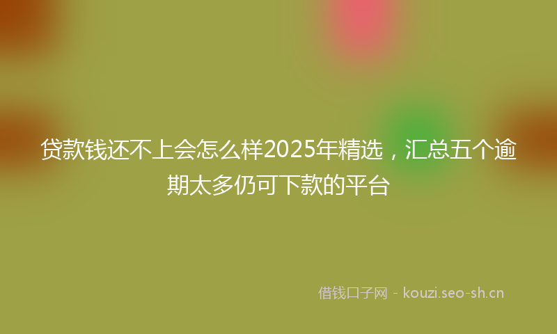 贷款钱还不上会怎么样2025年精选，汇总五个逾期太多仍可下款的平台