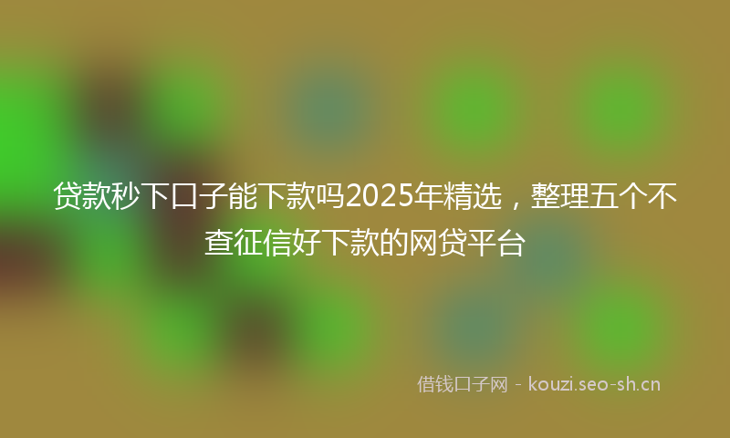 贷款秒下口子能下款吗2025年精选，整理五个不查征信好下款的网贷平台