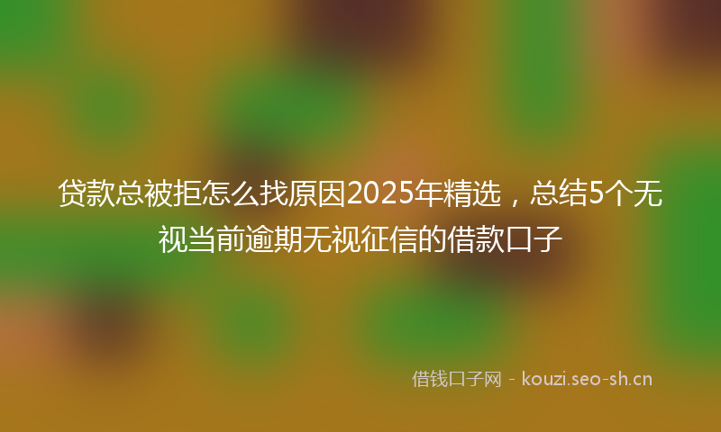 贷款总被拒怎么找原因2025年精选，总结5个无视当前逾期无视征信的借款口子