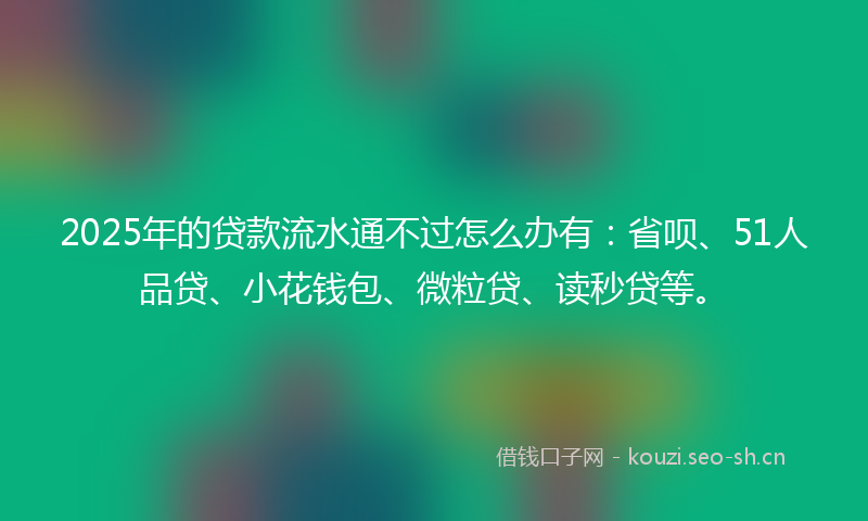 2025年的贷款流水通不过怎么办有：省呗、51人品贷、小花钱包、微粒贷、读秒贷等。