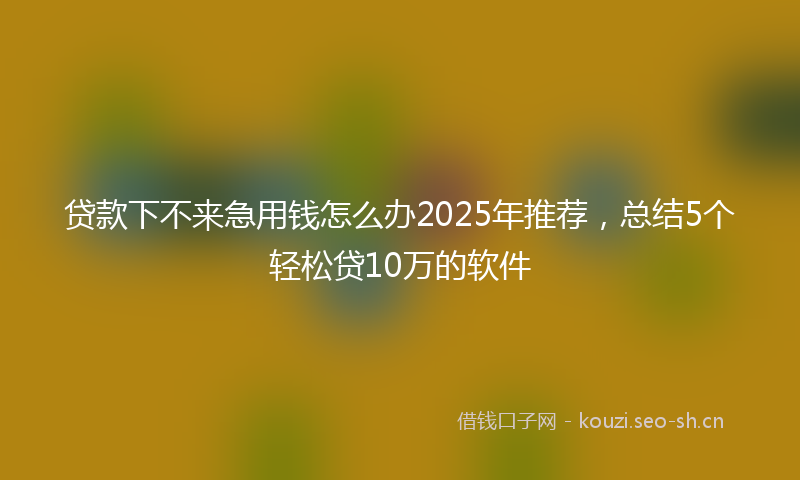 贷款下不来急用钱怎么办2025年推荐，总结5个轻松贷10万的软件