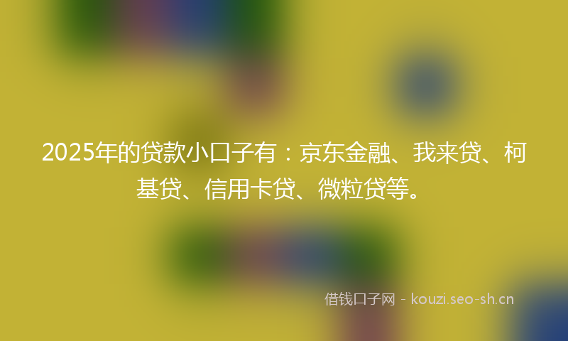 2025年的贷款小口子有：京东金融、我来贷、柯基贷、信用卡贷、微粒贷等。