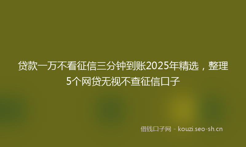 贷款一万不看征信三分钟到账2025年精选，整理5个网贷无视不查征信口子