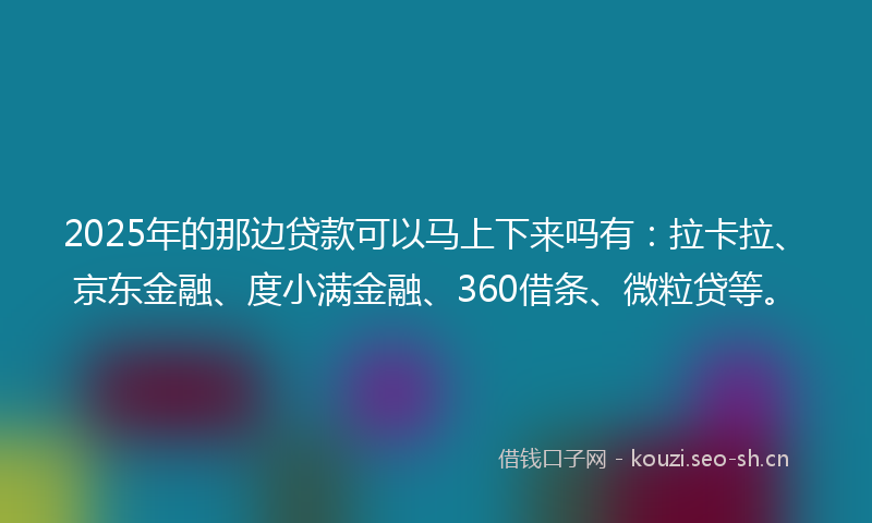 2025年的那边贷款可以马上下来吗有：拉卡拉、京东金融、度小满金融、360借条、微粒贷等。