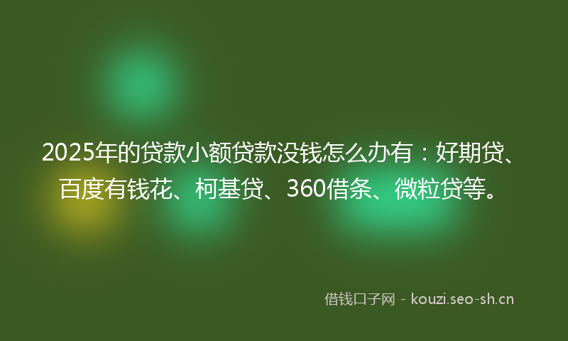 2025年的贷款小额贷款没钱怎么办有：好期贷、百度有钱花、柯基贷、360借条、微粒贷等。