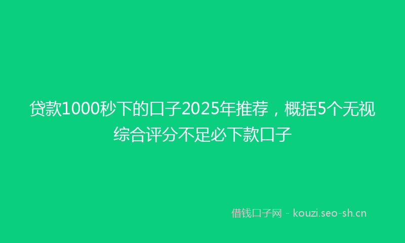 贷款1000秒下的口子2025年推荐，概括5个无视综合评分不足必下款口子