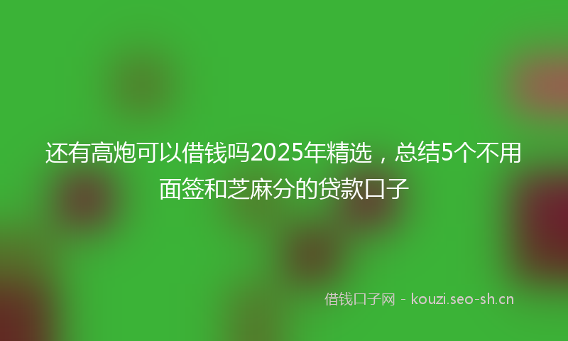 还有高炮可以借钱吗2025年精选，总结5个不用面签和芝麻分的贷款口子