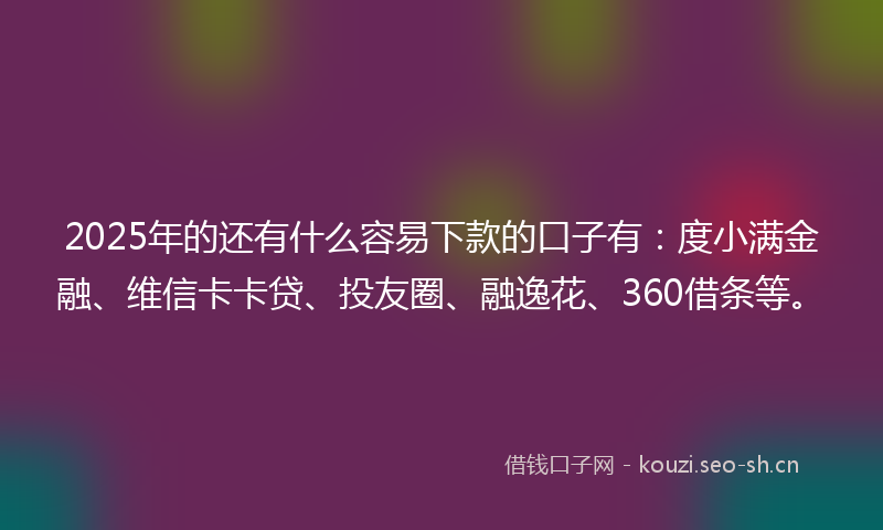 2025年的还有什么容易下款的口子有：度小满金融、维信卡卡贷、投友圈、融逸花、360借条等。