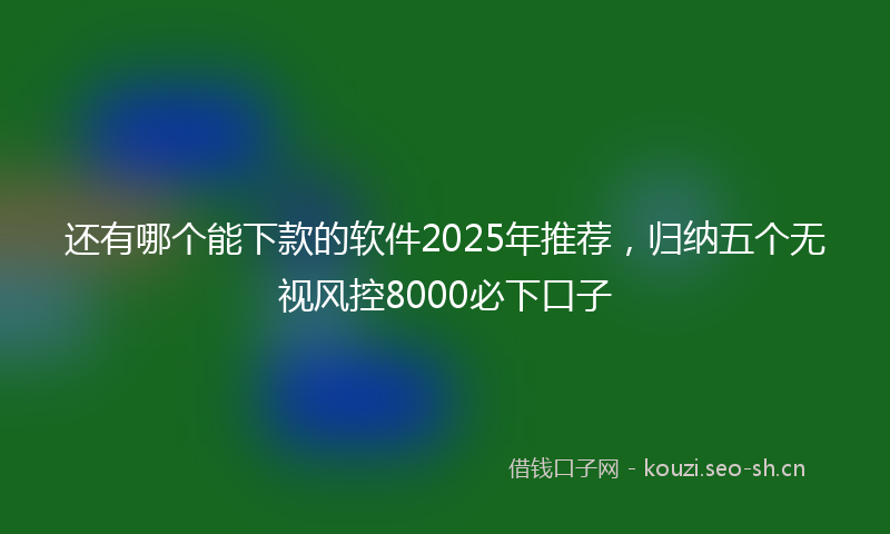 还有哪个能下款的软件2025年推荐,归纳五个无视风控8000必下口子
