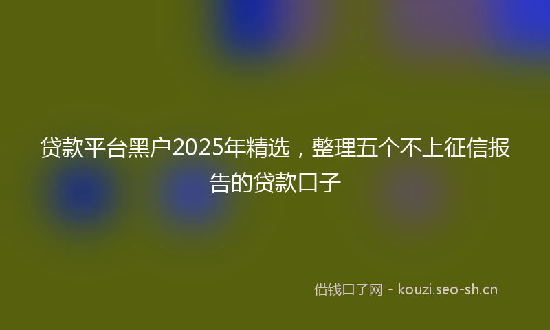 贷款平台黑户2025年精选，整理五个不上征信报告的贷款口子