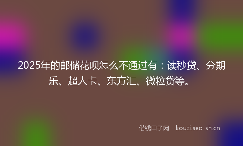 2025年的邮储花呗怎么不通过有：读秒贷、分期乐、超人卡、东方汇、微粒贷等。