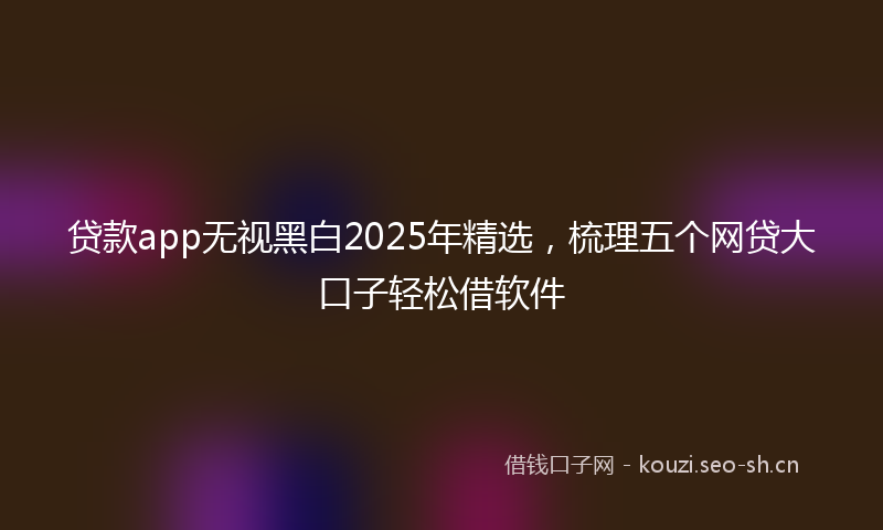 贷款app无视黑白2025年精选，梳理五个网贷大口子轻松借软件