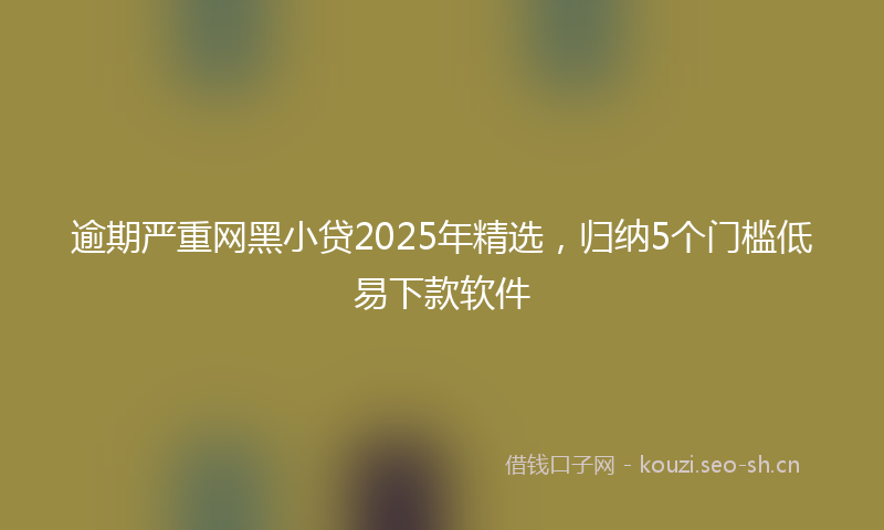 逾期严重网黑小贷2025年精选，归纳5个门槛低易下款软件