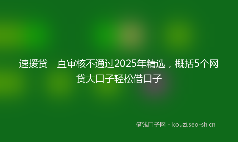 速援贷一直审核不通过2025年精选，概括5个网贷大口子轻松借口子