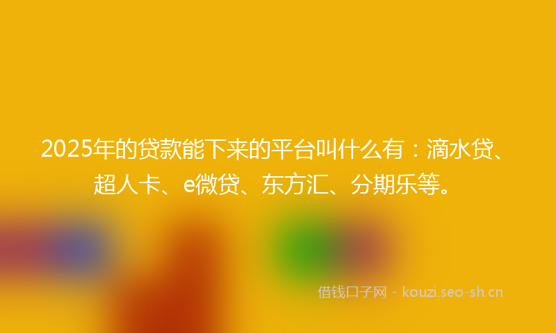 2025年的贷款能下来的平台叫什么有：滴水贷、超人卡、e微贷、东方汇、分期乐等。