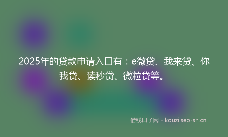 2025年的贷款申请入口有：e微贷、我来贷、你我贷、读秒贷、微粒贷等。